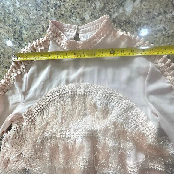 Coastal Cowgirl Blouse Layered Fringe Romantic Sleeve Cutouts Top Size Large - Picture 13 of 14